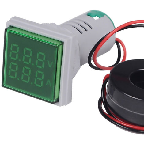 Mini voltímetro/amperímetro digital cuadrado LED con luz indicadora, indicador de voltaje y corriente CA 60-500 V 0-100 A