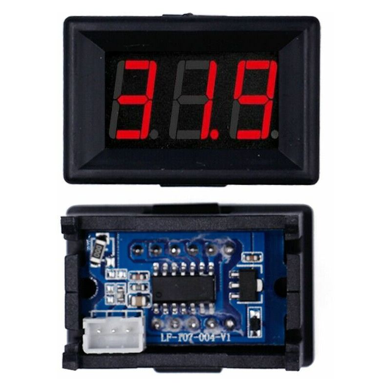 

Mini Voltímetro digital rojo 3,5V - 30V indicador tension bateria LED empotrable