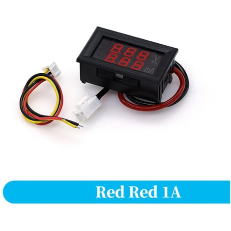 Mini voltmetro digitale, amperometro, DC 100V, 10A, pannello, tensione, corrente, tester, rilevatore, doppio display LED 0,56", per auto (1A Rosso Rosso)