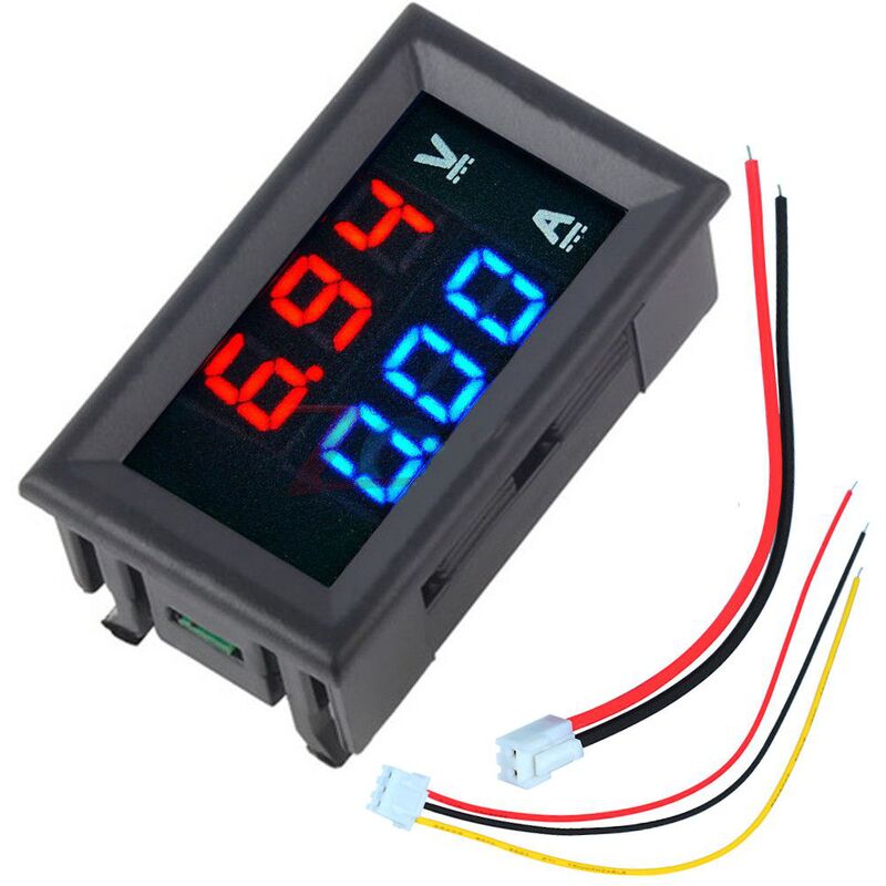 Image of Mini voltmetro digitale amperometro dc 100V 10A voltmetro corrente tester blu + rosso doppio display a led