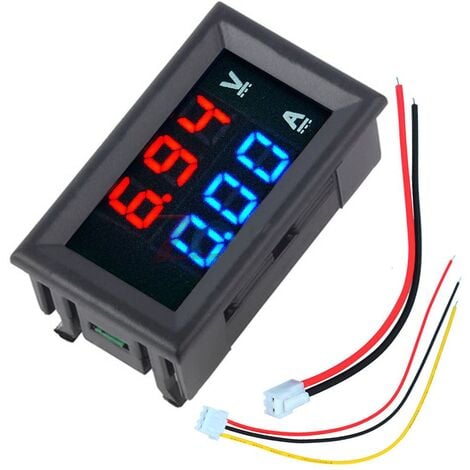 KINGSO Mini voltmetro digitale Amperometro DC 100V 10A Voltmetro Tester corrente Display a doppio LED blu + rosso Hasaki