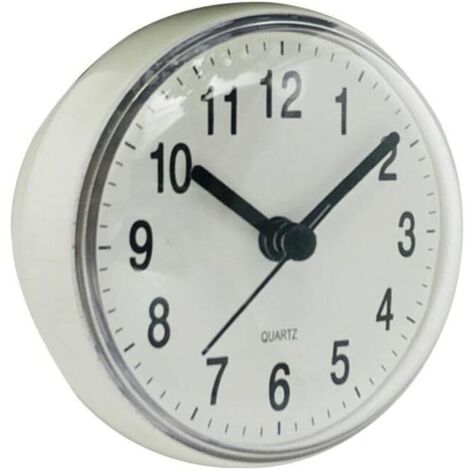Mini-Wanduhr mit Saugnapf für Badezimmer, wasserdicht, 70 mm, geeignet für Küche, Toilette, kleine Tischuhren