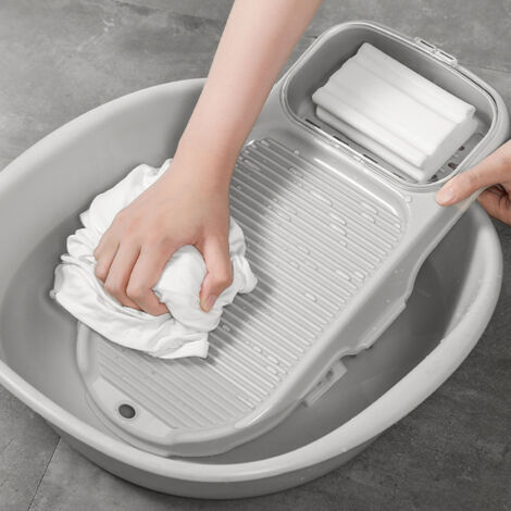 Mini Washboard [1 x Mini Washboard] avec Porte-Savon Draiable pour Lavage à la Maison en PP et PS 38.7x18.8x6.5cm Portable