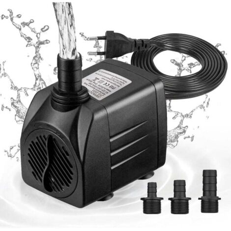 Mini Water Pump (1800L/H, 25W) - Pond Pump / Well Pump / Aquarium Pump - Max Spray Height: 2m - Suction Cups on the Bottom - 1.8m Plug Cable with 3 Nozzles - Sile MUMU