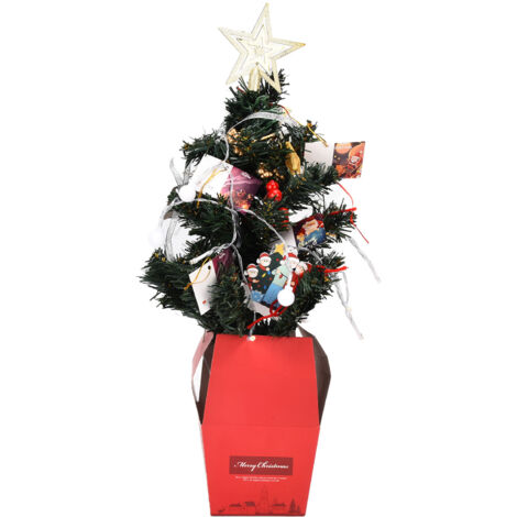 Mini-Weihnachtsbaum (50 cm) mit sanfter Beleuchtung und Hängeschmuck zum Selbergestalten
