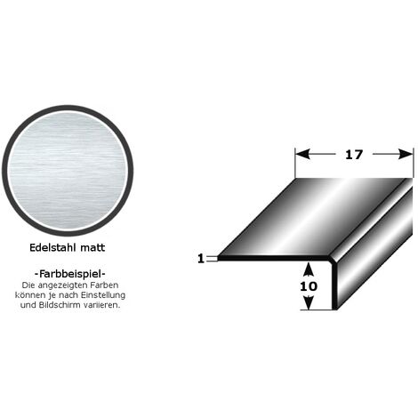 Mini-Winkelprofil Campilla als Montageprofil / Bauprofil, ungleichschenklig, Edelstahl matt-10 mm-17 mm-1 mm - Edelstahl