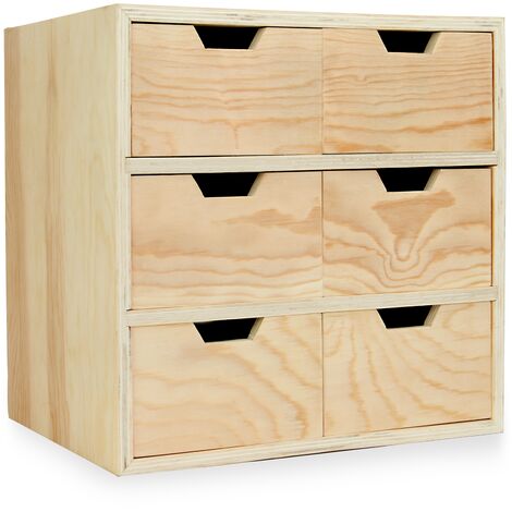 Mini Wooden Chest of 6 Drawers | Pukkr - Brown