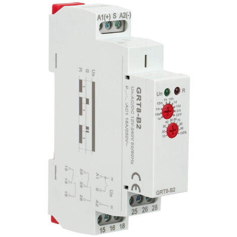 Mini-Zeitverzögerungsrelais GRT8-B2 für DIN-Schiene, 12–240 V AC/DC, Einzelfunktions-Timer