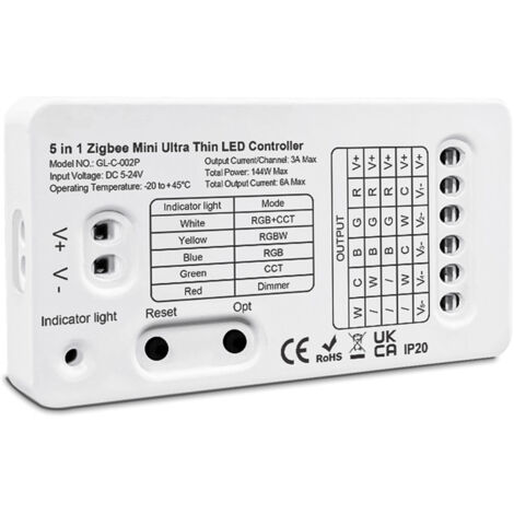 Mini ZigBee Controller 12V 24V 5 In 1 Per Striscia Led Da Mono Colore Fino a 5 Canali Con Philips HUE 3.0 e Amazon Alexa Echo (4ª generazione) o Echo Studio