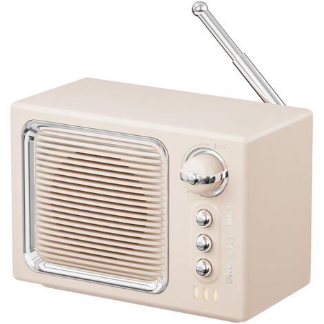 Minialtavoz Bluetooth portátil retro con ruido blanco de 5W, llamadas manos libres, reproductor de música HiFi, soporte para tarjeta TF, radio FM para cocina, dormitorio (beige)