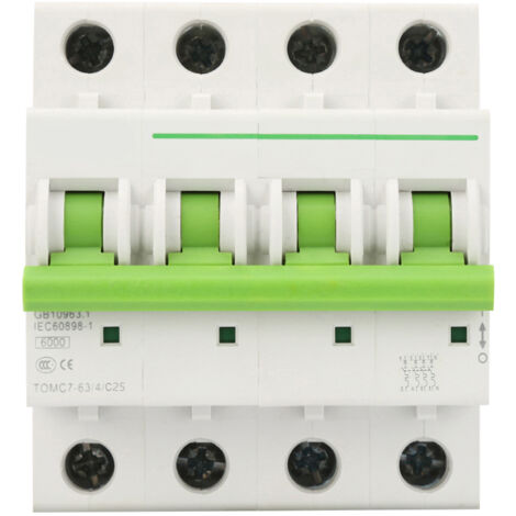 Miniatur-4P-Leistungsschalter Typ C 25A TOMC7-63 mit Fehlerstromschutzschalter