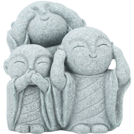 Miniatur-Buddha-Statue aus grünem Sandstein – 3 kleine dekorative Mönche für Aquarium, Garten oder Innenbereich – Moderner Zen-Stil