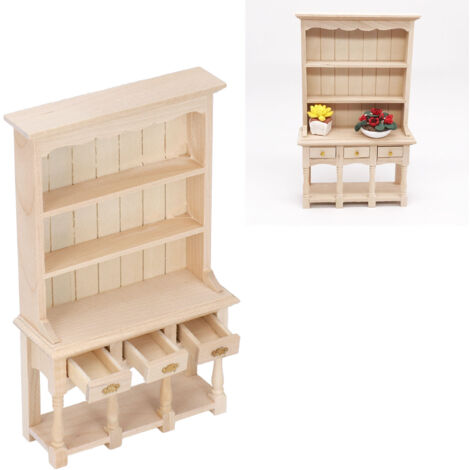 Miniatur-Bücherregal zum Selberbauen für Puppenhäuser im Maßstab 1:12 – 3-stöckiges Regal mit 3 Fächern aus Birkenholz, Maße 10,7 x 17,9 x 4 cm, neutrale Farbe anpassbar, Geschenkidee für Kinder