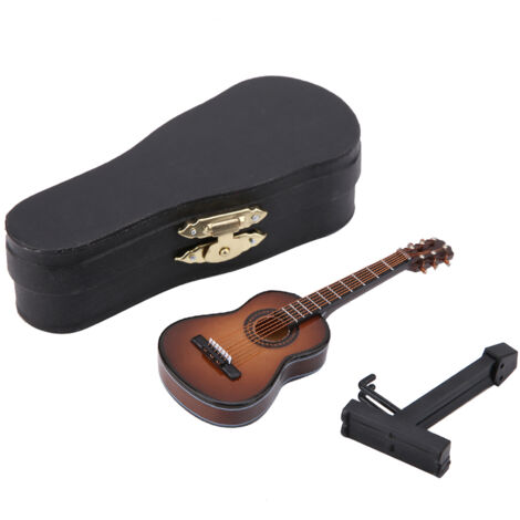 Miniatur-Dekorationsgitarre aus Holz, 10 cm – Handgefertigtes musikalisches Deko-Element für Zuhause