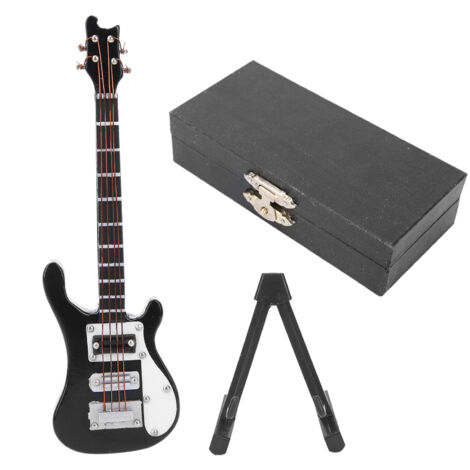 Miniatur-E-Gitarrenmodell aus Holz, Nachbildung eines Musikinstruments, Geschenk oder Dekoration, Schwarz