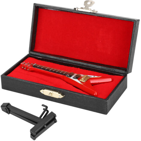 Miniatur-Gitarre, rot, 10 cm – Musikinstrument, Dekoration, Geschenkidee, Miniatur-V-förmiges Modell
