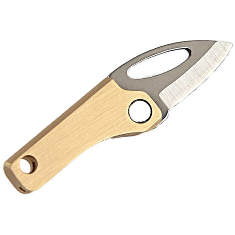 Miniatur-Klappmesser mit Messinggriff und Klinge aus Edelstahl, magnetisches Messer für den Schlüsselbund, ideal für Outdoor-Aktivitäten.