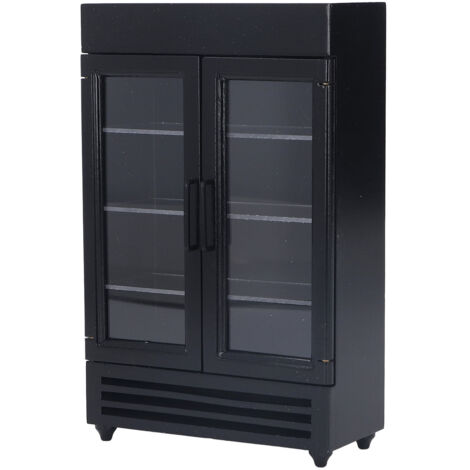 Miniatur-Kühlschrank im Maßstab 1:12, schwarz, elegant und tragbar, dekoratives Miniatur-Accessoire für Puppenhäuser