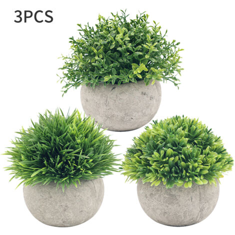 Miniatur-Kunstpflanzen, 3er-Pack, künstliches Gras, Topfdekoration, Wohnzimmer, Küche, Büro, Geschenk, Modell, PVC, Grün, Getreide