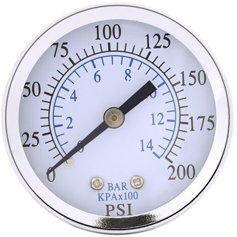 Miniatur-Manometer (1 Stück) für Kraftstoff, Luft, Öl oder Wasser, 0–200 psi / 0–14 bar, NPT-Gewinde