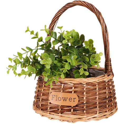Miniatur-Prinzessinnenkorb aus Spitze, Weide, Rattan, geflochtenem Gras, grünem Blumentopf, Fotokorb für Kinder, Geschenkidee, handgefertigter Blumenkorb