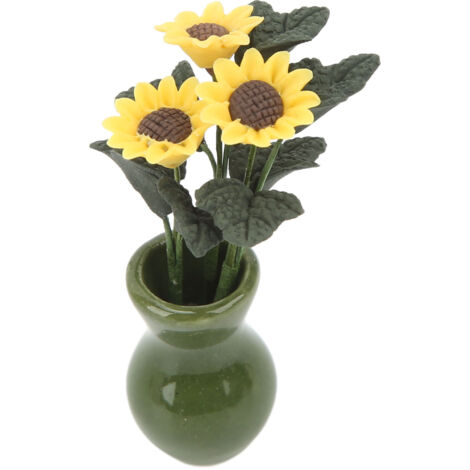 Miniatur-Sonnenblumentopf im Maßstab 1:12 für Puppenhäuser – Dekorations- und Einrichtungsaccessoire
