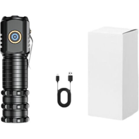 Miniatur-Taschenlampe mit 15 W Leuchtkraft und drei Leuchtpunkten, Gehäuse aus Aluminiumlegierung, USB-C-aufladbar, ideal für Zuhause, Outdoor-Aktivitäten, Wandern, Camping und Notfälle