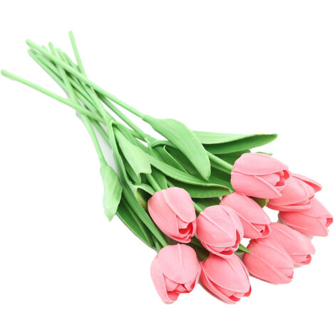 Miniatur-Tulpenstrauß aus künstlichem PU – Rosa Miniatur-Tulpenstrauß aus künstlichem PU, Dekoration für Hochzeiten, Zuhause, Hotel, Veranstaltungen