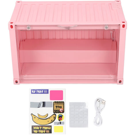 Miniature Figures Display Case LED Lit Dustproof Stackable Mini Action Figures Display Case for Toys Models Roseate