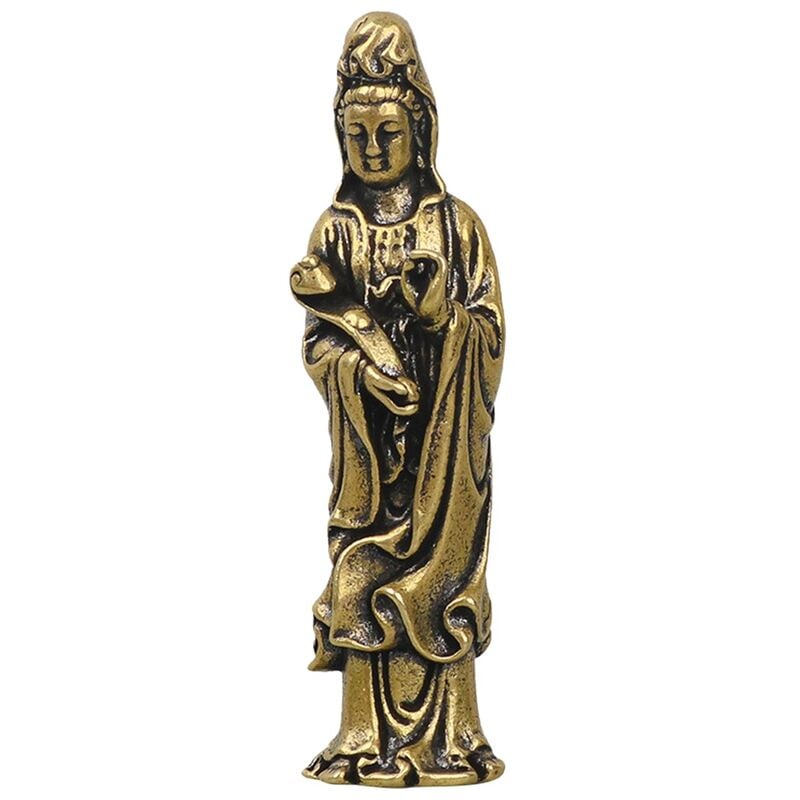 Miniature Yin Bodhisattva Bronze Bronze Statue pour Paysage DéCoration Antique Bronze Ware