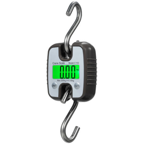 Minibalanza digital para grúa, capacidad de 300 kg, alta precisión, punta en forma de S, pantalla LCD, conversión de 3 unidades.