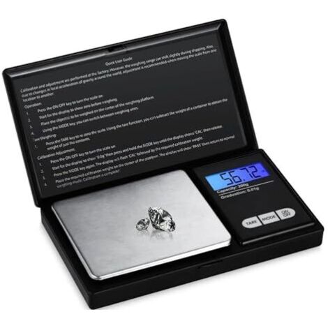 Minibalanza electrónica para joyería de acero inoxidable, balanza digital de bolsillo, pesaje para oro, portátil, alta precisión (0,01 g - 500 g).