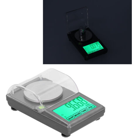 Minibalanza para joyería, portátil, de alta precisión de 0,001 g con nivel de burbuja y accesorios.