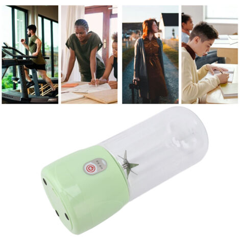 Minibatidora portátil recargable por USB, 410 ml, 6 cuchillas, verde: ideal para viajes, deportes y cocina.