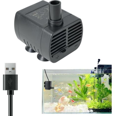 Minibomba de agua sumergible (200 l/h ajustable, 1 – 3 W), bomba ultrasilenciosa para fuente de gatos con cable de 1,5 m, bomba para acuario, fuente de estanque, hidroponía