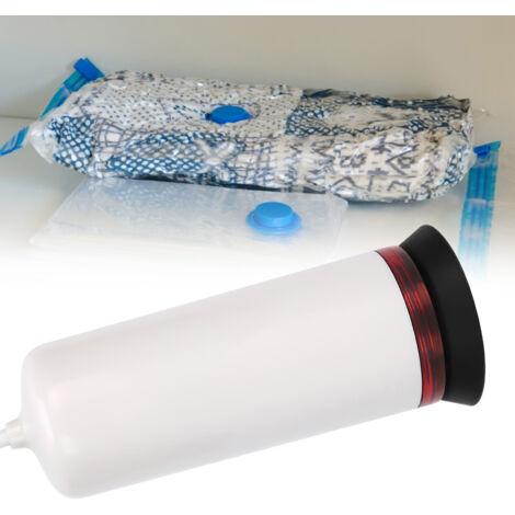 Minibomba de vacío con conexión USB, portátil y automática, para bolsas de viaje y almacenamiento de alimentos – Bomba de vacío de ABS blanco (192 g) con accesorios