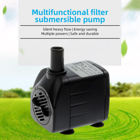 Minibomba eléctrica sumergible para acuarios, máx. 600 l/h, con control de caudal y base con ventosa.