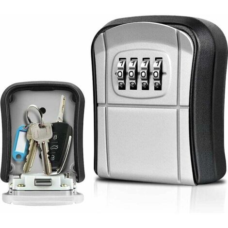 Minicaja de seguridad para llaves de pared para exteriores con código digital de 4 dígitos, reiniciable, impermeable, para casa, escuela, oficina, fábrica, Airbnb, garaje (gris)
