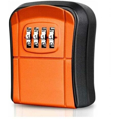 Minicaja de seguridad para llaves de pared para exteriores (naranja), con código digital de 4 dígitos, resistente al agua, ideal para el hogar, la escuela, la oficina, la fábrica y el garaje.