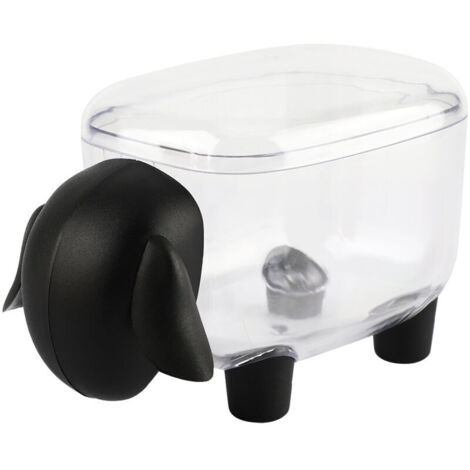 Minicaja para hisopos de algodón Eosnow, portapalillos y organizador con forma de oveja (negra)