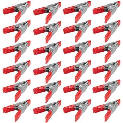 Miniclips de resorte de metal de 2" con puntas de goma rojas (paquete de 24)