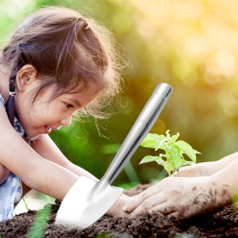Miniconjunto de jardinería, acero inoxidable 430, 3 piezas: paleta de plantación, paleta de trasplante, cultivador manual.