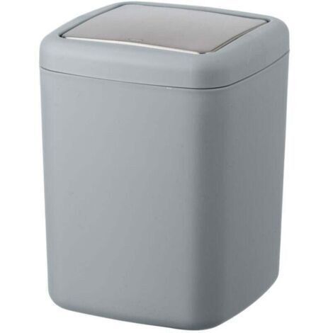 Minicubo de basura para baño Barcelona, con tapa basculante, capacidad de 3 l, plástico irrompible sin BPA, 15 x 20 x 15 cm, gris