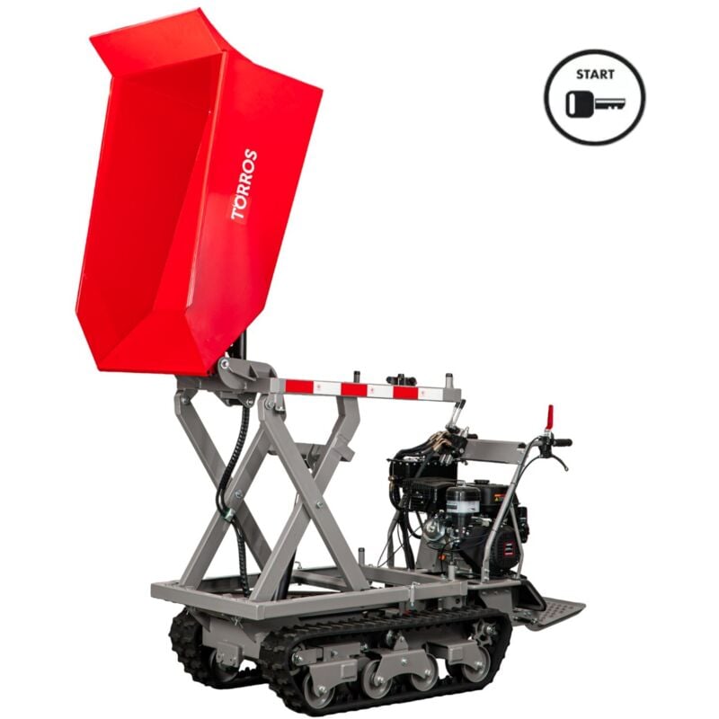 Torros - Minidumper à chenilles avec élévateur à ciseaux hydraulique benne 800kg 13CH 8 vitesses démarrage électrique MRDS800H6E