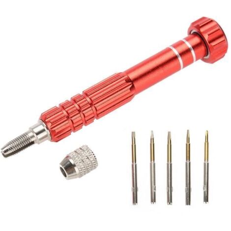 minifinker Kit de Réparation de Montre avec Tournevis pour Téléphone Lunettes 5 Embouts Précision (Rouge)