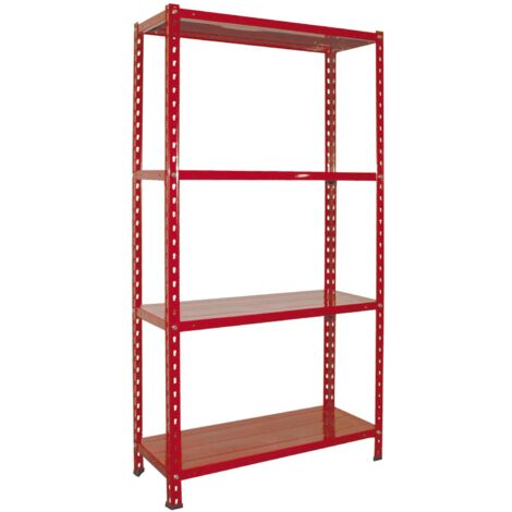 MINIKIT SCAFFALATURA IN METALLO A BULLONI 4 RIPIANI 75 X 30 X 150 - 160KG ROSSO