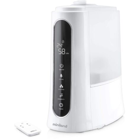 Miniland Umidificatore HUMITOUCH PURE a ozono che pulisce e purifica l'aria con telecomando e pannello tattile, bianco, 5L