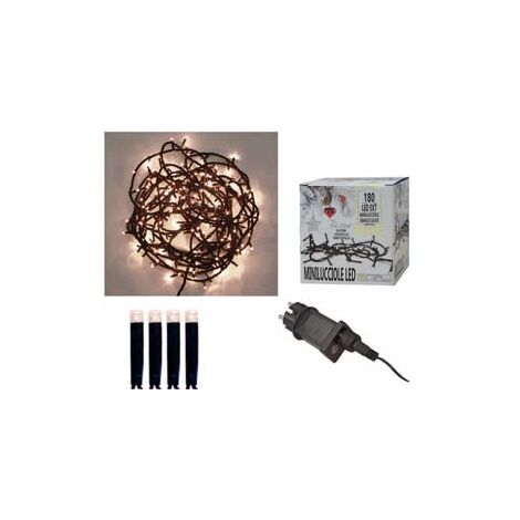 MINILUCCIOLE A LED BIANCO CALDO PER ESTERNO CON GIOCO LUCI 100 led mt.5 + 4,95
