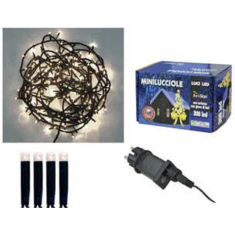 Minilucciole A Led Bianco Caldo Per Esterno Con Gioco Luci  - 100 led - mt.5 + 4,95