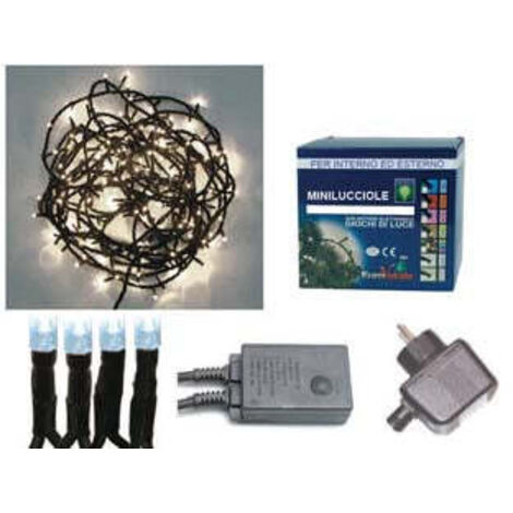Minilucciole A Led Bianco Freddo Per Esterno Con Gioco Luci - 100 led - mt.5 + 4,95
